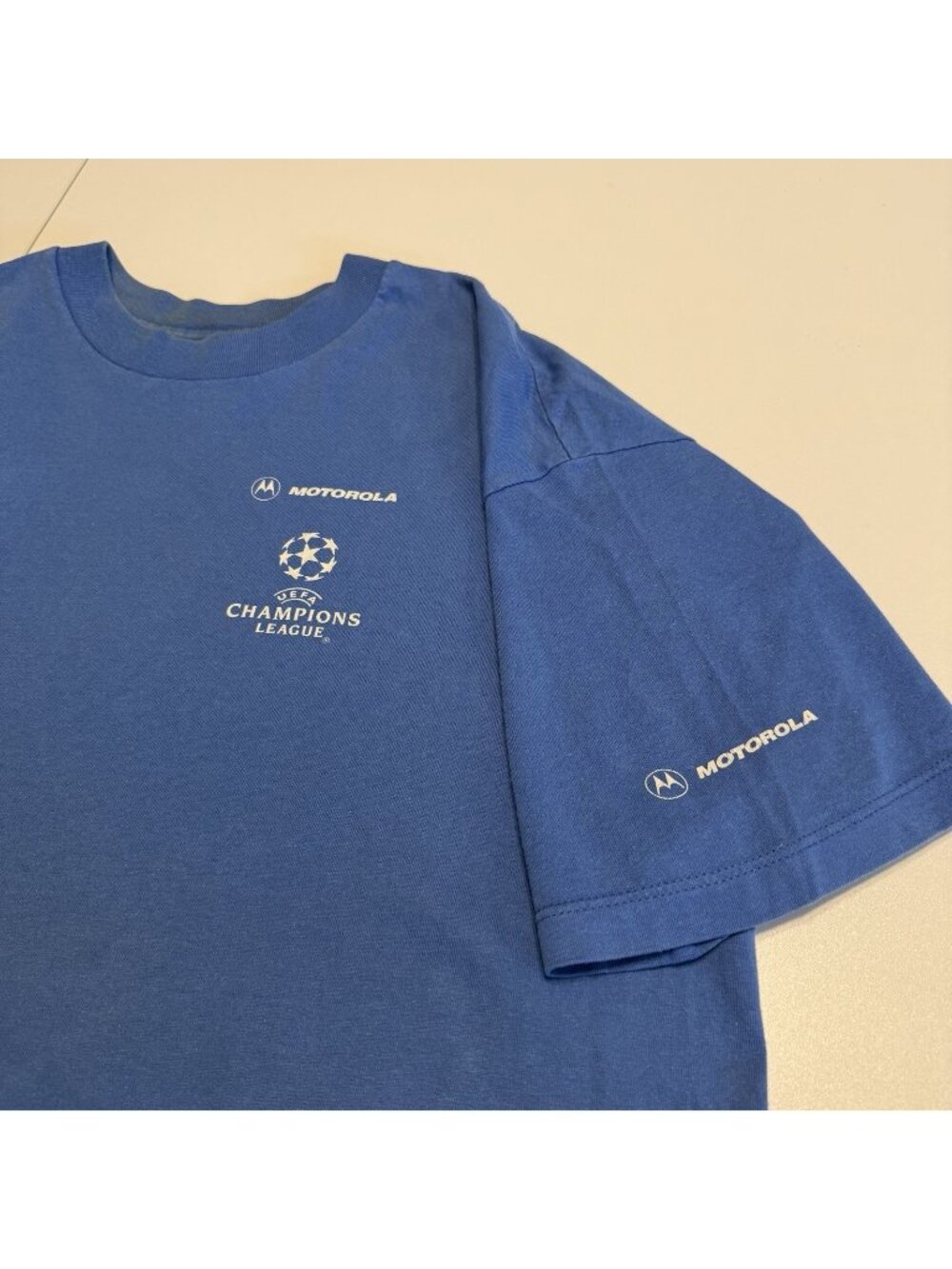 Vintage Champions League Motorola T Shirt Blue Y2K Soccer Size XL